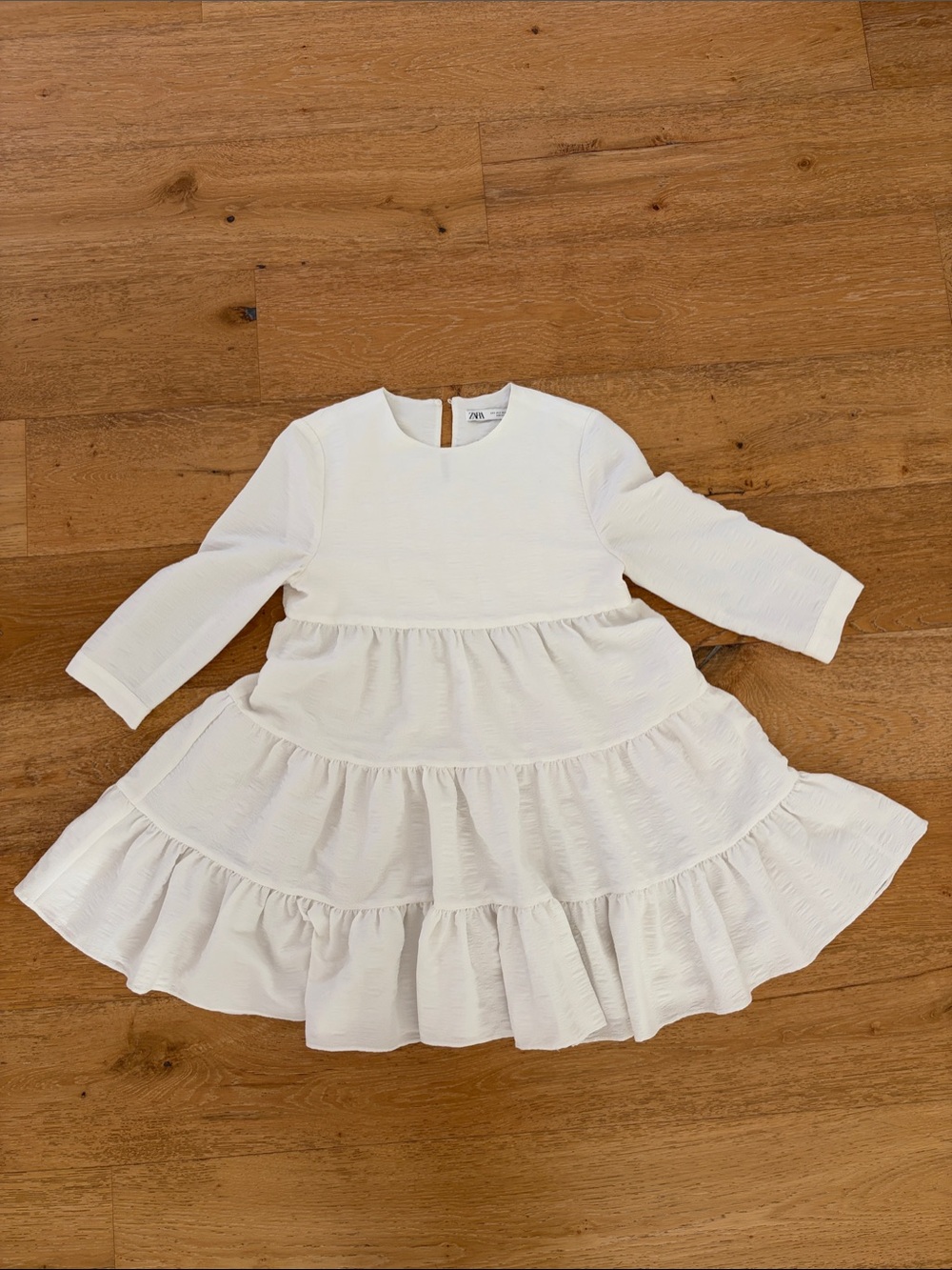 ZARA White Tiered Ruffle Half Sleeve Girls Dress